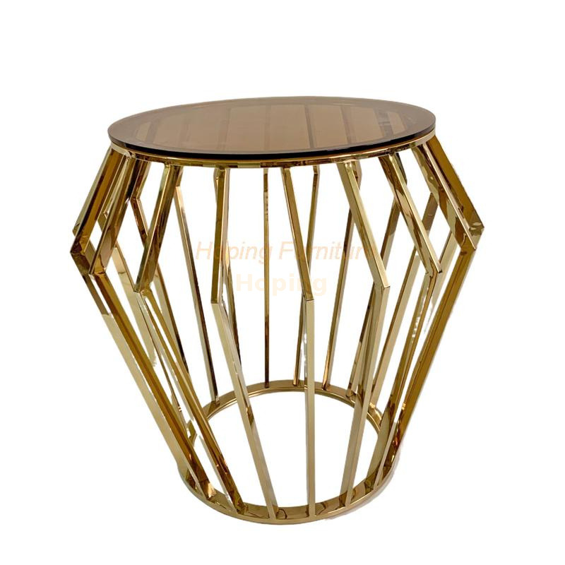 Carpet Table Polished Marble Coffee Table with Removable Stainless Steel Legs