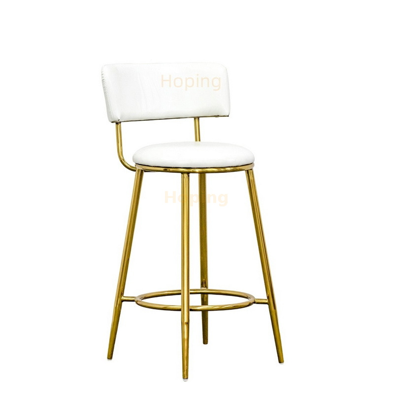 Nordic Style Bar Chair with Golden Light Luxury Modern Simple Design 