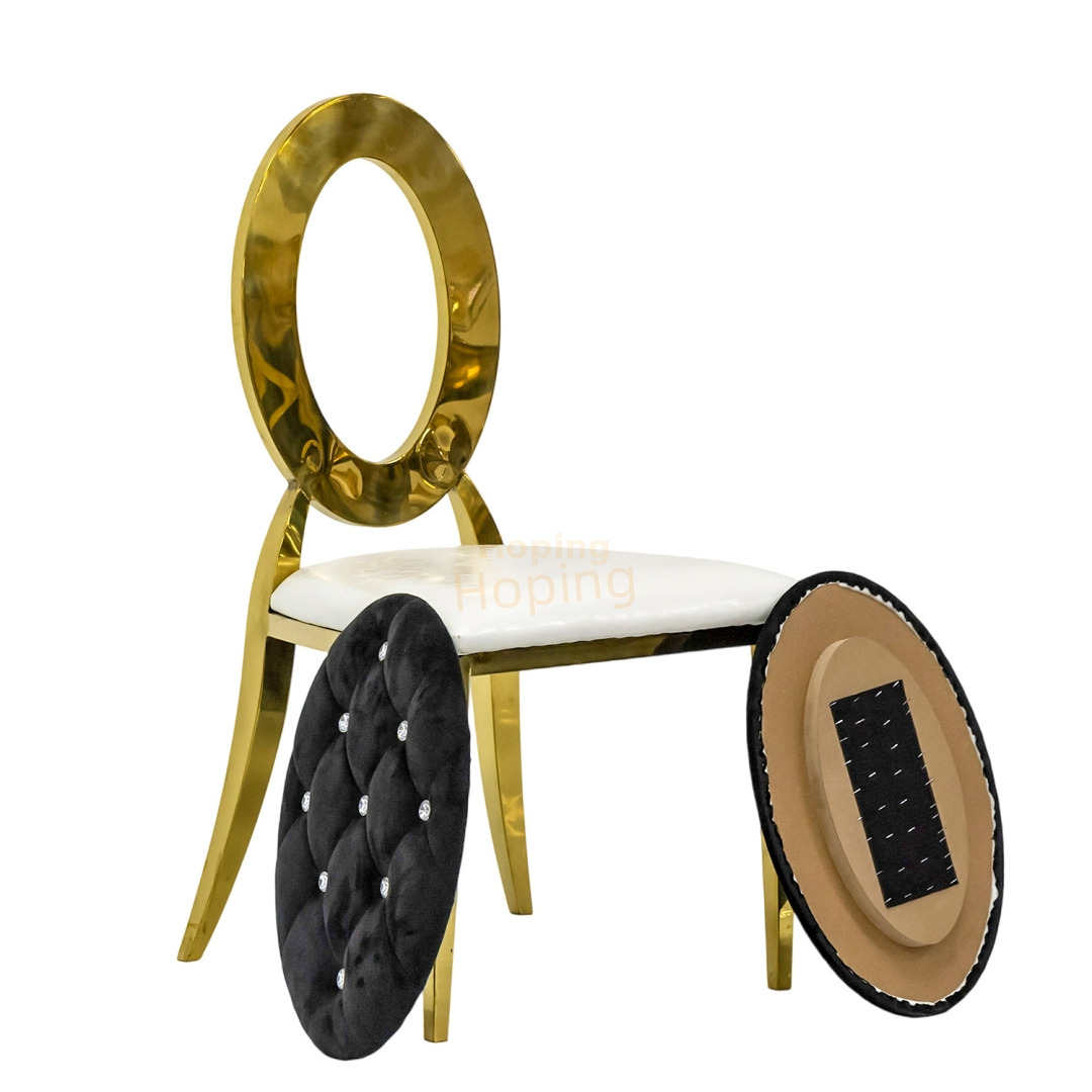 Modern Gold O-Shaped Backrest Banquet Wedding Chairs Hotel Furniture for Wedding Parties Events