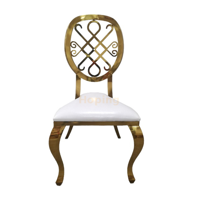 Hollow Music Note Back Stainless Steel Chair for Wedding Event Banquet Restaurant Dining Chair 