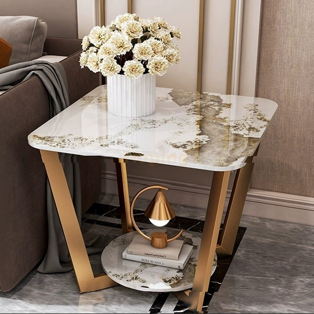 New Simple Sofa Sidetable Modern Small Square Table Bedroom Bedside Table Living Room Marble Small Coffee Table