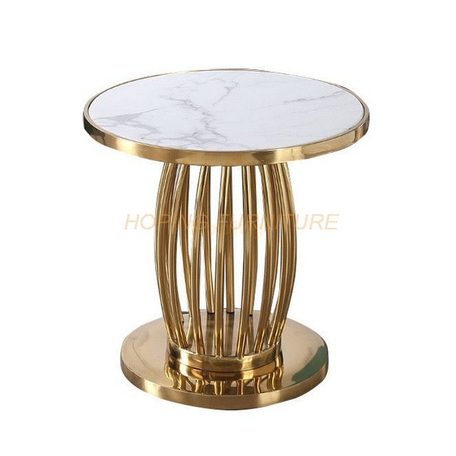 Home Furniture Mable Round Gold Stainless Steel Home Living Room Side Table End Table Center Table Corner Table