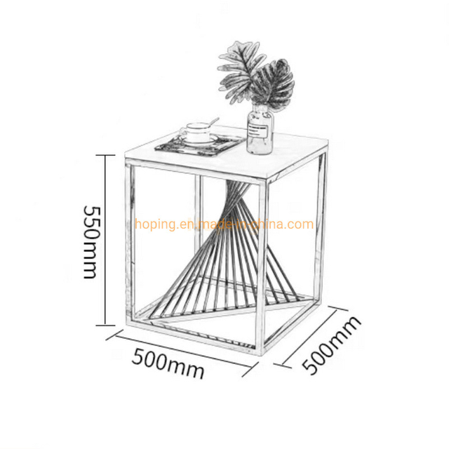 Modern Furniture Home Center Coffee Table White Marble Top Stainless Steel Golden Color Coffee Side Table