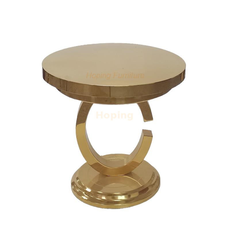 Gold Round Event Tables and Chairs Banquet Hall Decoration Ring MID Century Coffee Tables