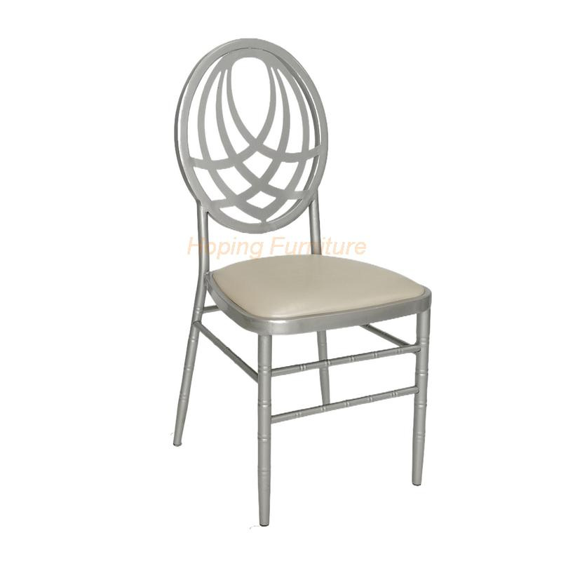 Gray Metal Dining Chair Louis Chair Restaurant Dining Sets Living Room Metal Polish Round Curve Back Banquet Dining Room Chair