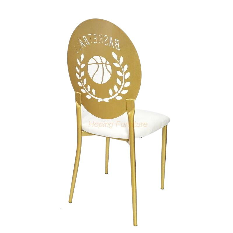 Restaurant Flower Metal Furniture Hotel Banquet Party Brown PU Leather Dining Chair