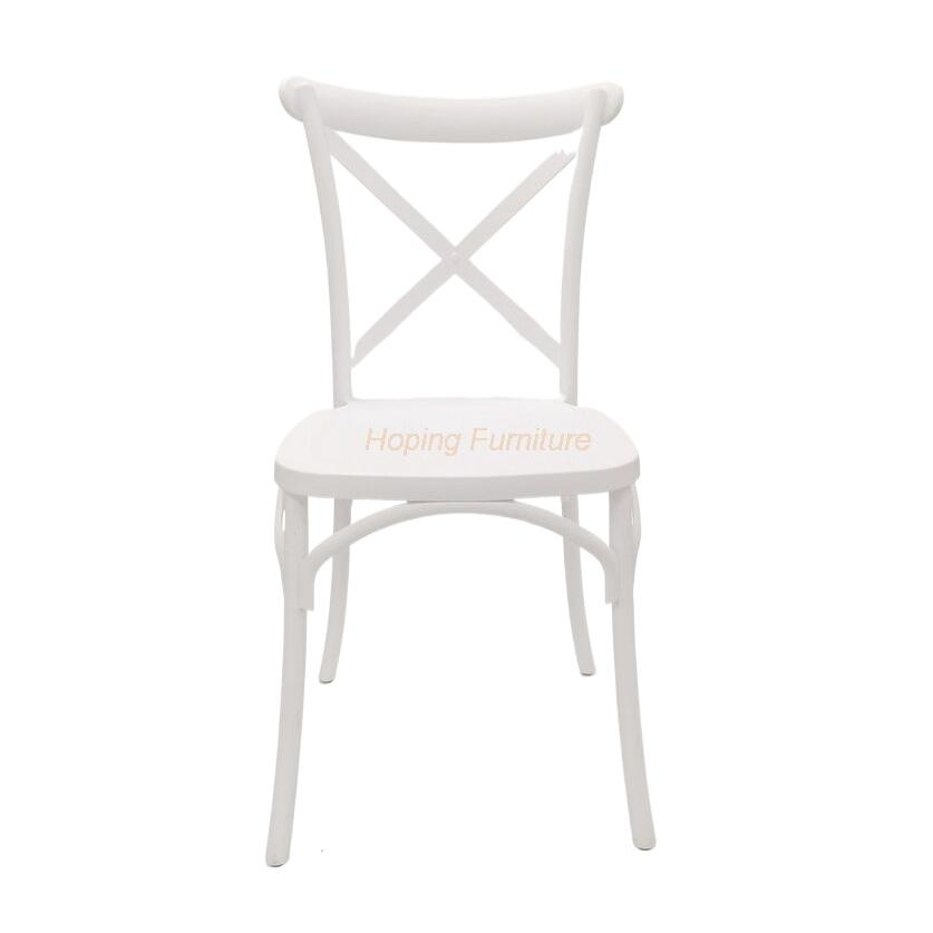 White Cross Back Seat Cushioned Transparent Clear Acrylic Resin Dining Chair for Wedding Event Furniture
