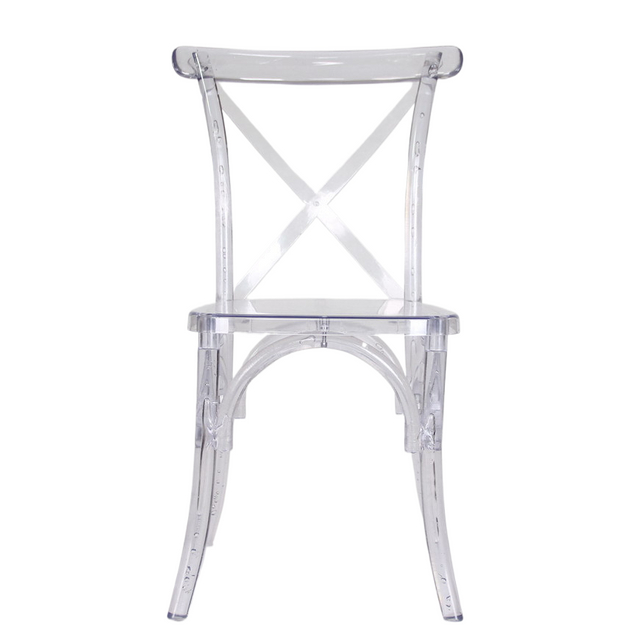 Modern Commercial Grade Plastic Stackable Outdoor Hotel Restaurant Wedding Chiavari Banquet Dining Furniture PC Cross Back Clear Chair