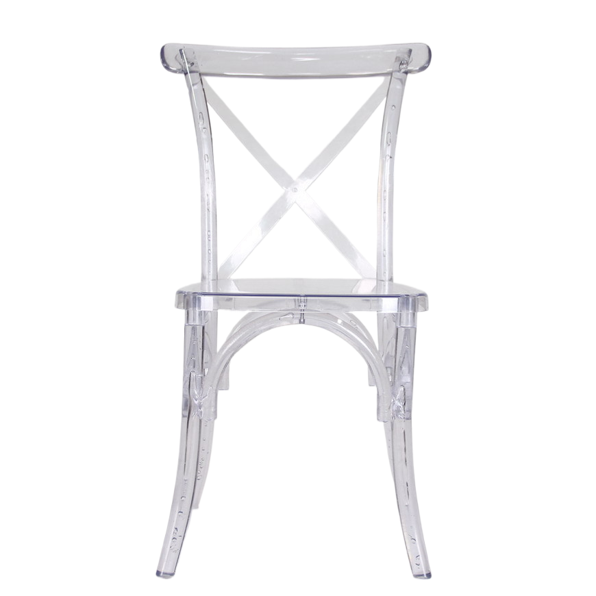 Modern Commercial Grade Plastic Stackable Outdoor Hotel Restaurant Wedding Chiavari Banquet Dining Furniture PC Cross Back Clear Chair