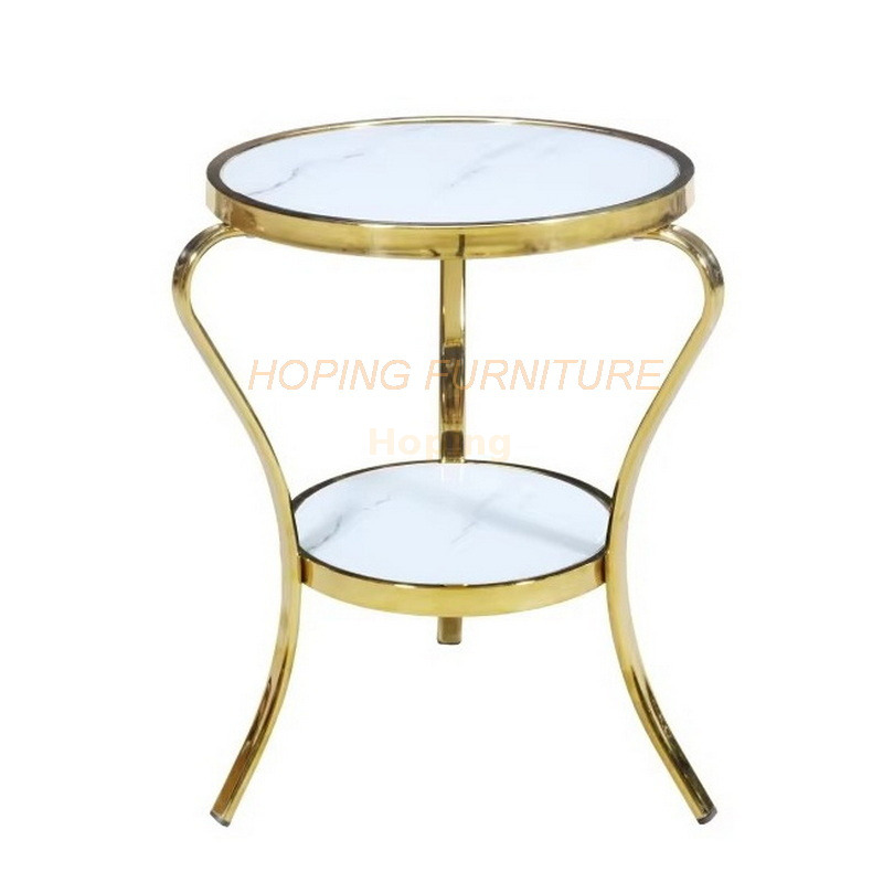 Luxury Fashionable Design Black Glass Top Coffee Table Round Stainless Steel Side Table End Table