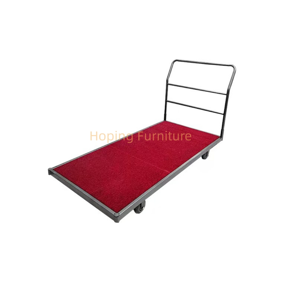 Restaurant Banquet Rectangular Table Trolley Single-Side Hand Pushcart with Felt Carpet Trolley Truck