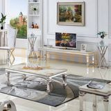 Dining Table Set Marble Coffee Table Nordic Style Home Furniture Metal Large Wrought Iron Golden Square Modern Corner Side Table
