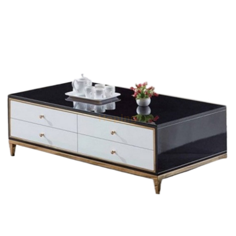 Chinese Modern Wooden Home Living Room Furniture Set Cabinet Coffee Tables with Side Drawer Table