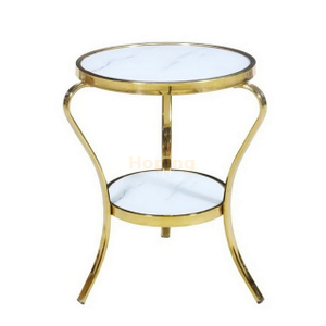 Gold Leg Two-layer Side Table Living Room Minimalist Style Tempered Glass Top Corner Table