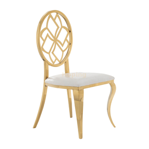 Round Hollow Flower Back Stainless Steel Chair for Wedding Event Banquet Restaurant Dining Chair 