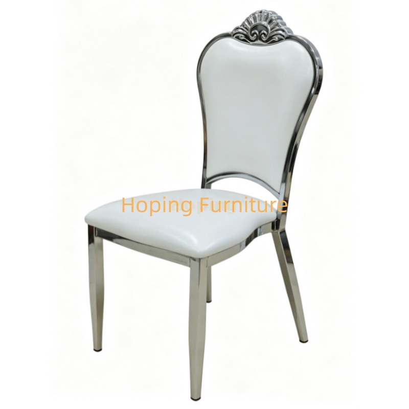 Modern Style Hotel Lobby Furniture Silver Metal Chair Party Hotel Wedding Dining Chair