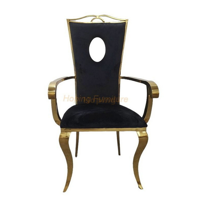 Hotel Banquet Chair Modern Black Velvet Armchair with Golden Stainless Steel Legs