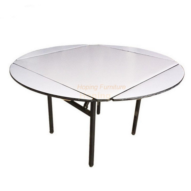 Floding Round Square Plywood Table with Firproof PVC Cover and Metal Frame for Meeting, Training, Party and Banquette Modern Table