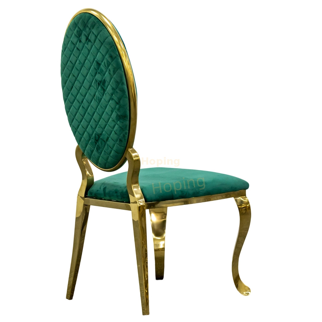 High Black Wholesale Modern Stackable Stainless Steel Chair Gold Oval Back Wedding Dining Chair