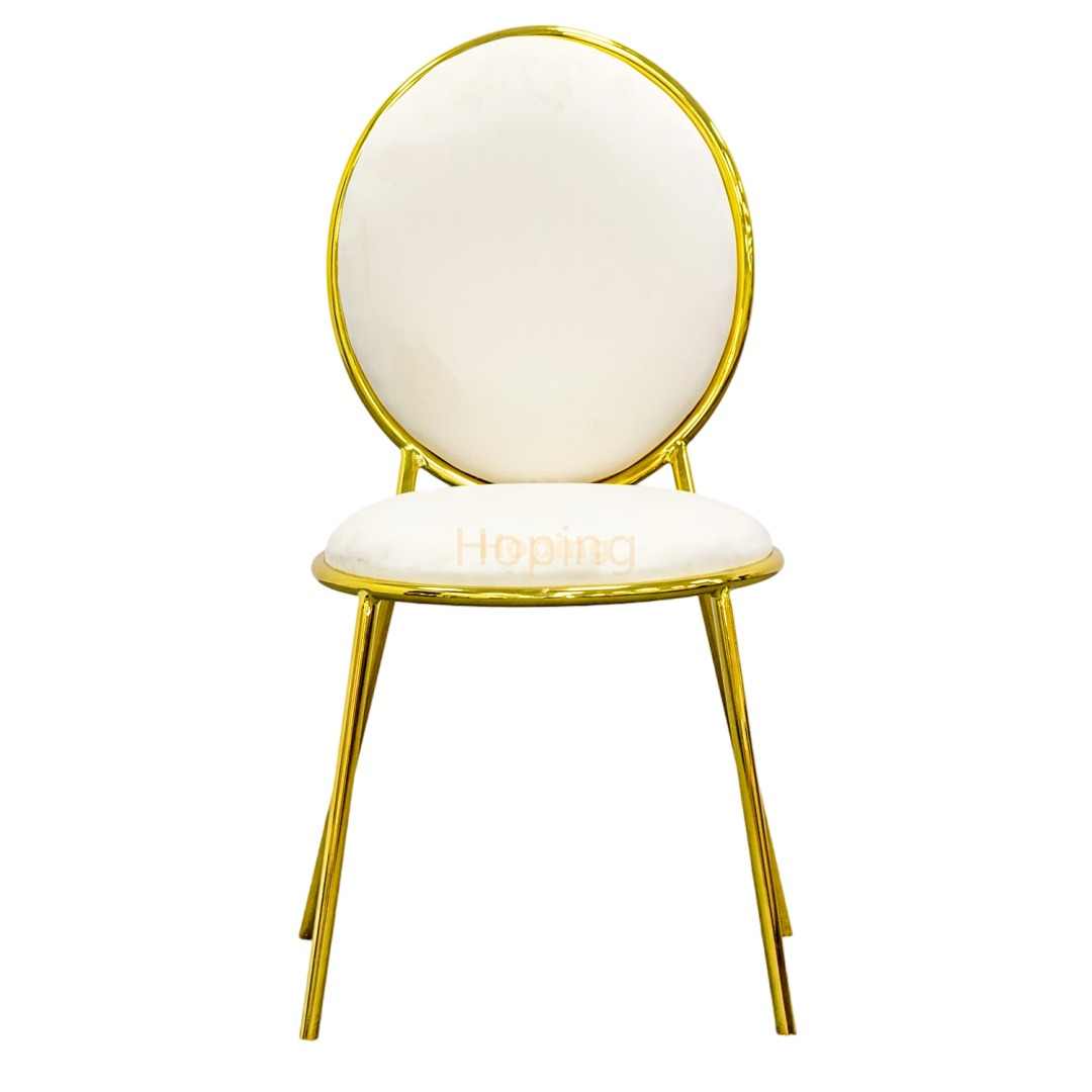 Luxury Event Wedding Chair Stackable Round Back Gold Stainless Steel Hotel Hall Wedding Dining Chair
