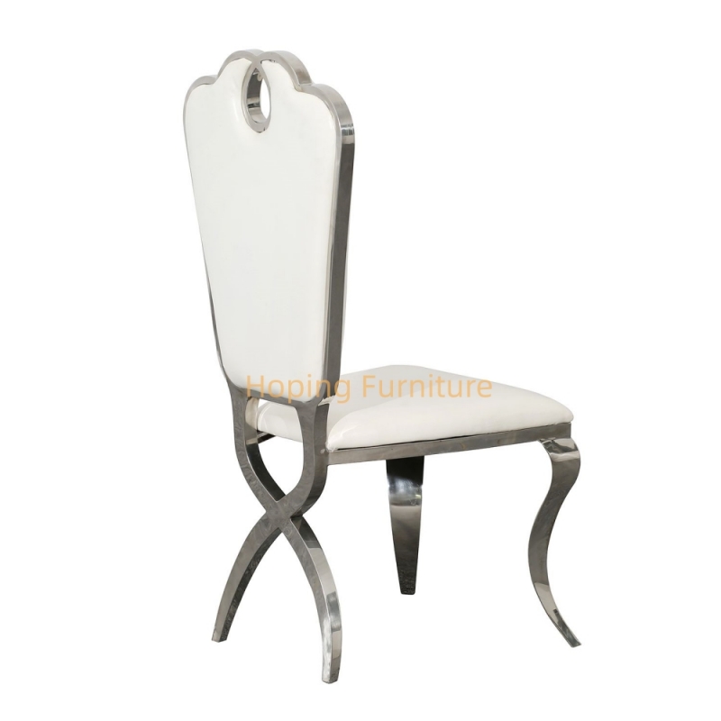 High Class Hotel Stainless Steel Chair Sillas Blancas Dining Room Furniture Salable Leather Wedding Metallic Chair