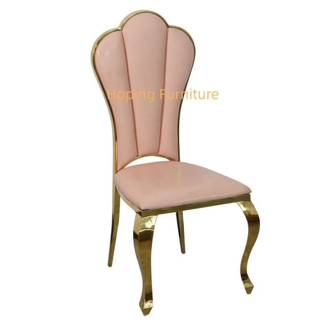 Pink Stainless Steel Luxury Hotel Wedding Chair Gold Dining Chair for Events Party