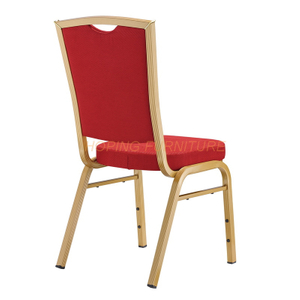 Outdoor Antique Metal Square Back Red Textile Stackable Dining Chairs for Event