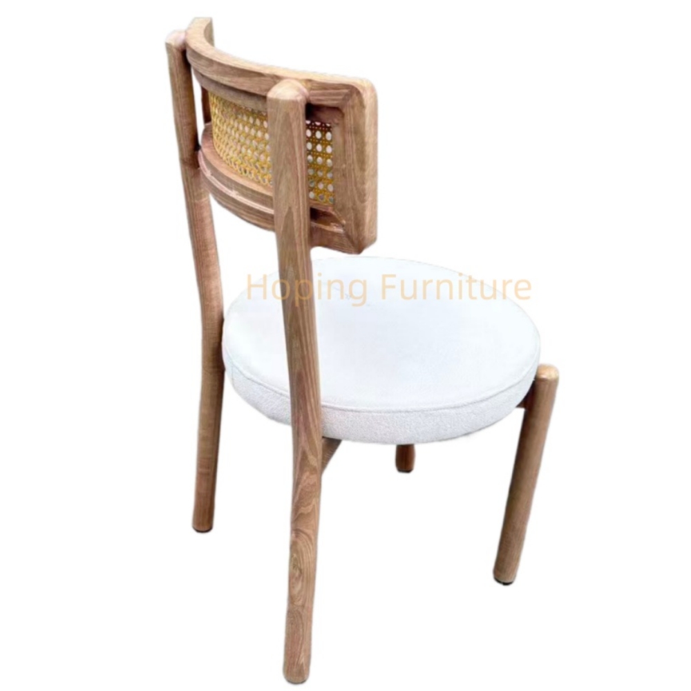 Cane Back Design Chairs Wooden with White Upholstered Seat Vintage Restaurant Banquet Dining Chair