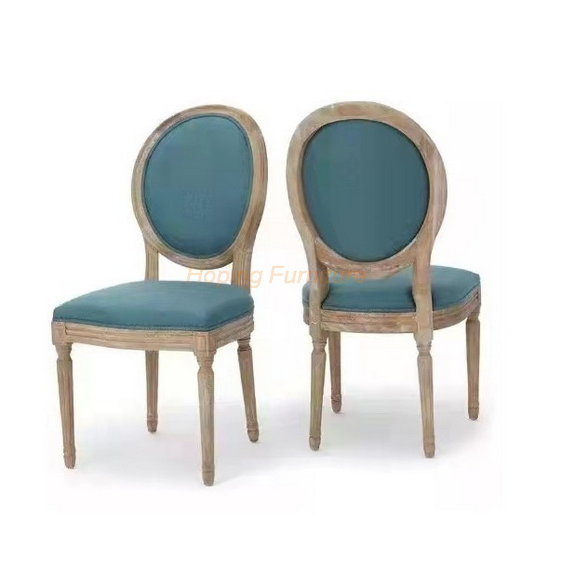 Hotel Bedroom Leisure Lounge Event Wedding Silla De Restaurante Louis Indoor Home Round Back Oak Wooden Furniture 