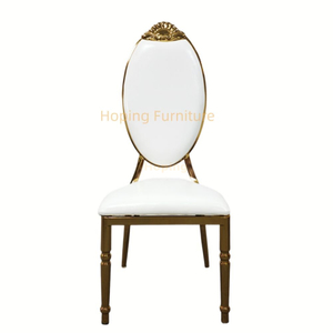 White Leather Chair Wedding Banquet Hotel Event Party Stainless Steel High Ova Back Dining Chair
