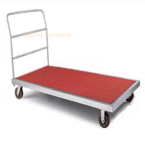 Restaurant Banquet Rectangular Table Trolley Single-Side Hand Pushcart with Felt Carpet Trolley Truck