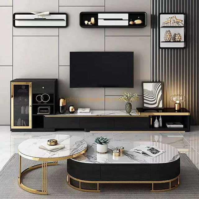 Madilynn Trestle Coffee Table with Storage Wade Logan Table Base Antique Home Black Marble Rock Beam Top Golden Popular Coffee Table Set with Drawer