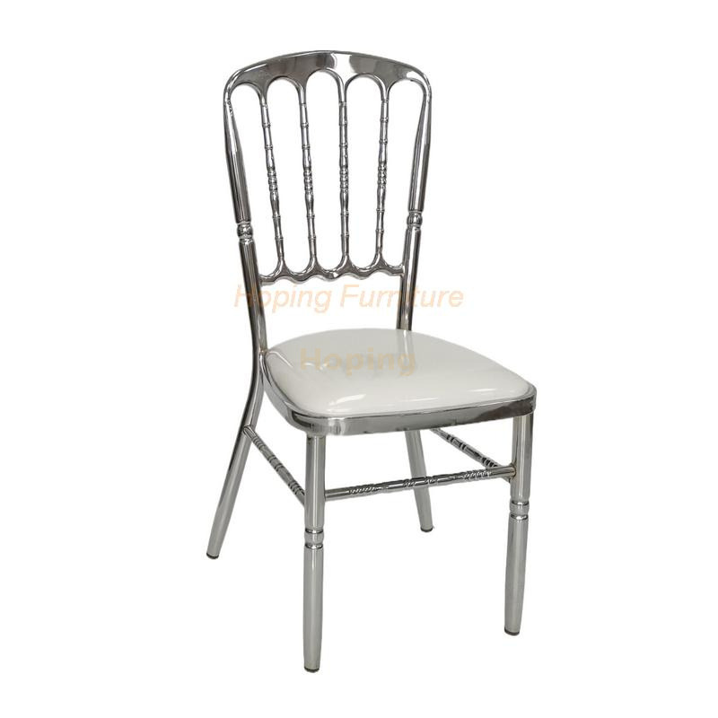 Hotel Dining Chair Silver Frame Chair with PU Leather Seat and Metal Legs Conference Chair