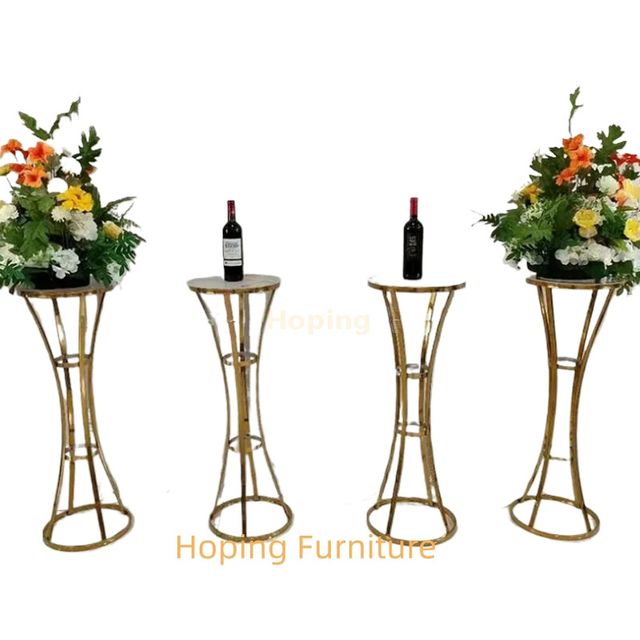 Modern Wedding Decoration Golden Metal Flower Stand for Wedding Banquet Ceremony Centerpieces