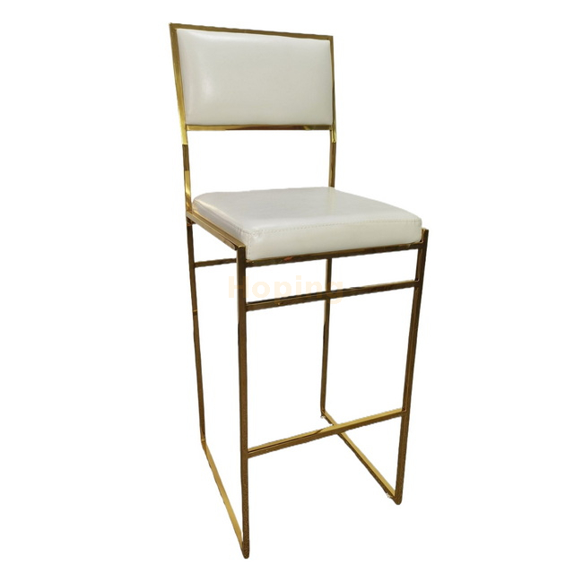 Simple Design Golden Stainless Steel Frame PU Leather Bar Stool Bar Chair High Chair