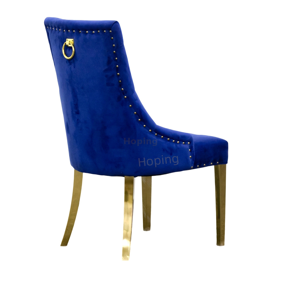 Blue Knocker Back Dining Chairs Velvet studded Dining Chairs for Sale
