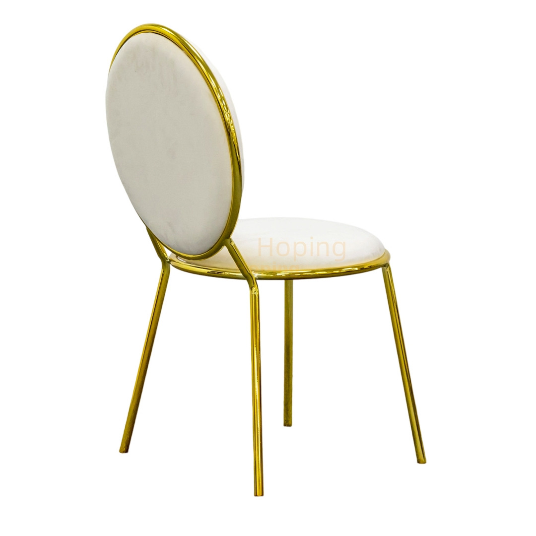 Luxury Event Wedding Chair Stackable Round Back Gold Stainless Steel Hotel Hall Wedding Dining Chair