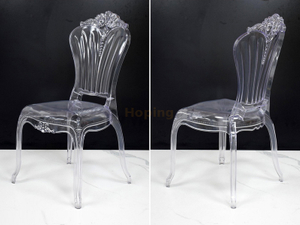 Rose Flower Design Back Clear PC Resin Dining Chair for Party Banquet Wedding 