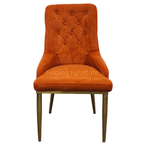 Hot Sale High Quality Orange Buckle with Golden Lion Decorate Upholstered Armchair with High Back Banquet Dining Hotle Chair