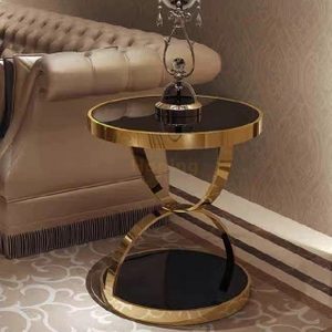 Living Room Furniture Antique End Black Tempered Glass Top Gold Sofa Table French Furniture Coffee Tables Side Table