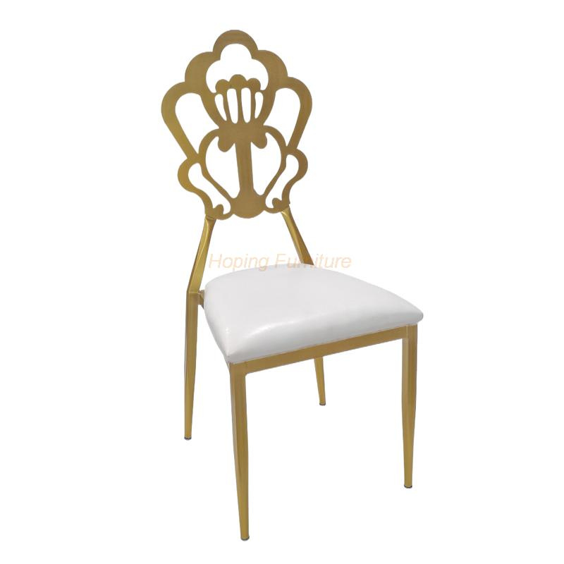 Modern Golden Metal Indoor Outdoor Dinner Leather Chair Chromed Dining Chair