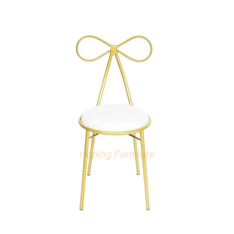 Hotel End Chair Elegance Gold Metal Back Dining Chair for Weddings Banquet