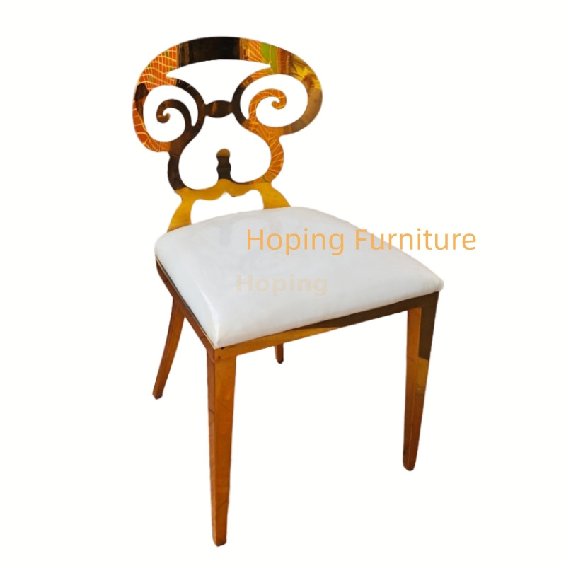 Foshan Hoping Furniture MID East Design Banquet Golod Color Chair Stainless Steel Chair