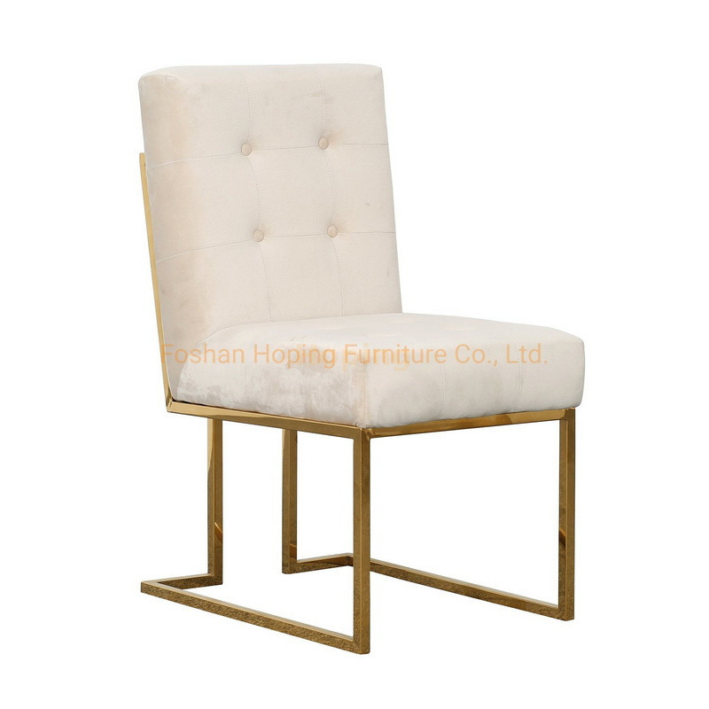 French Style Custom Living Room Light Beige Single Velvet Gold Sofa Chair