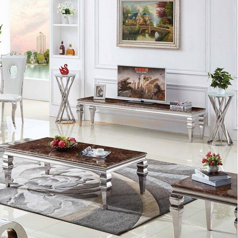Rectangle Designer Center Table Industrial Modern Metal Legs Square White Marble Coffee Table