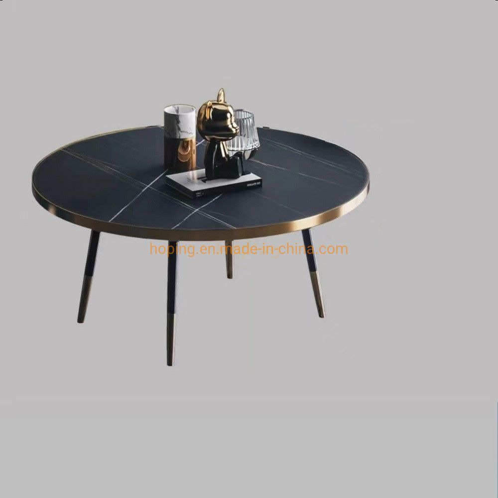 China Foshan Factory Made Stylish Four-Lges Round Marble Coffee Table for Living Room Hotel Room