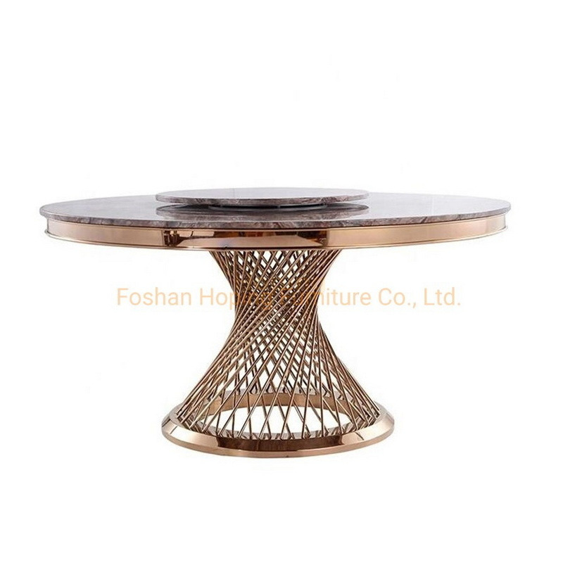 Hotel Furniture Luxury Style Wedding Round Glass Marble Top Coffee Table for Dining Room