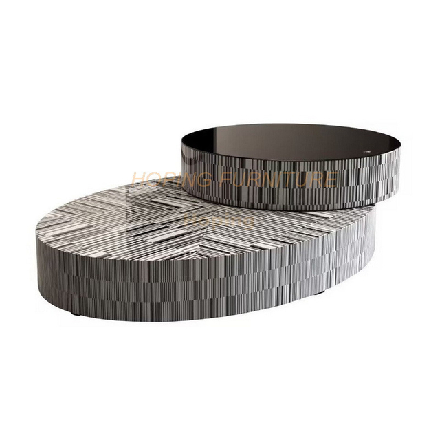 Modern Uniquely Designed Luxury Round Glass Top Combined Metal Coffee Table