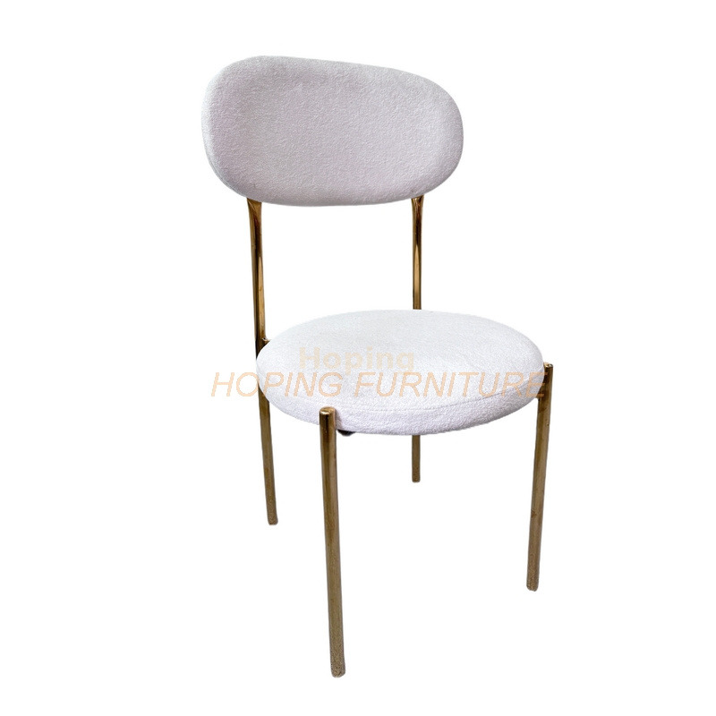 Metal Legs Modern Cheap Price Velvet Upholstered Dining Chair in White Color