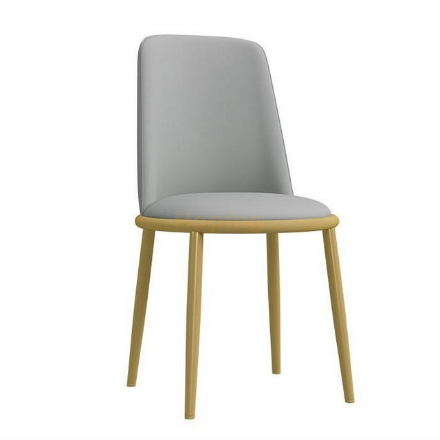 Simple Style Powder Coated Metal Easy Clean Leather Dining Chair for Restaurant Coffee Shop